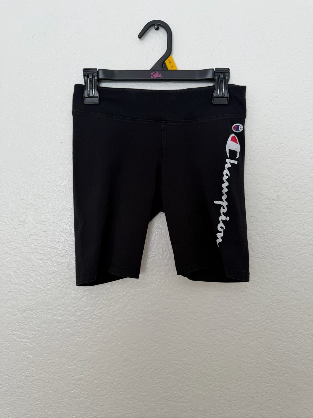 Champion Girls Black Script Logo Bike Shorts - Size